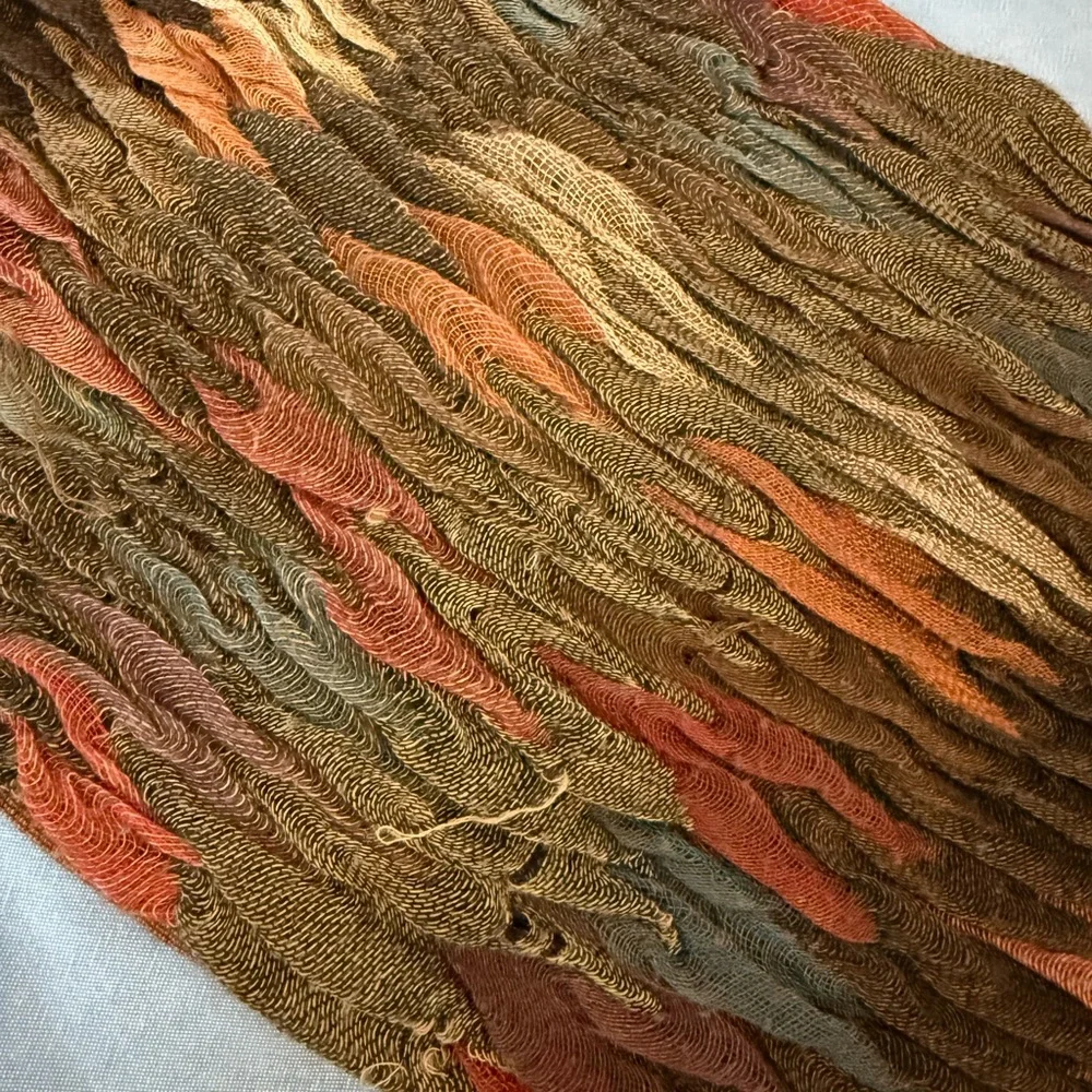 Multicolor Textured Scarf with Fringe